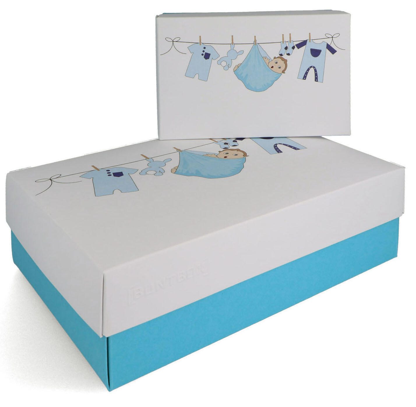 Buntbox 2 Baby Boy M & L Geschenkboxen-Set wei