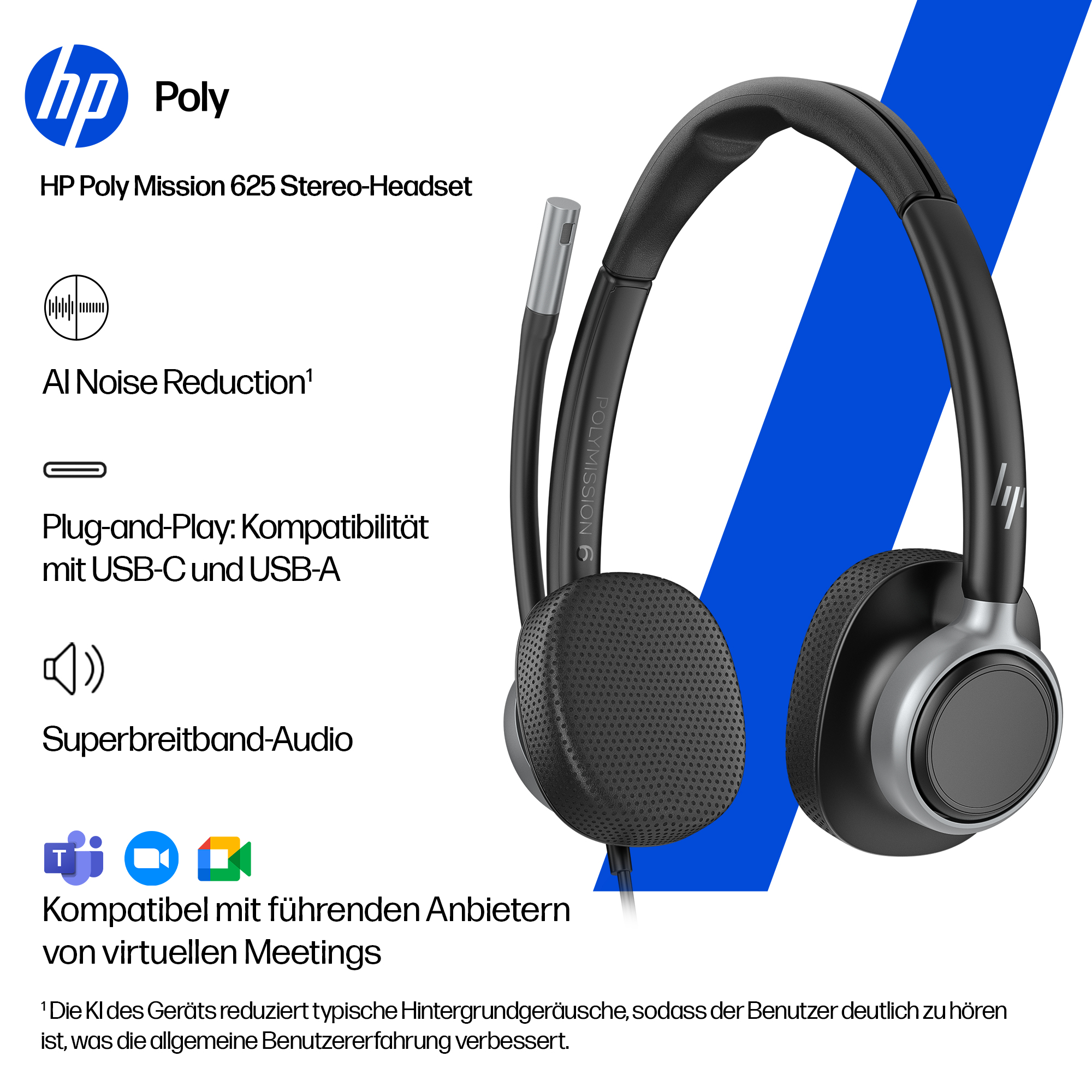 Poly HP Poly Mission 625 - Mission 600 Series - Headset