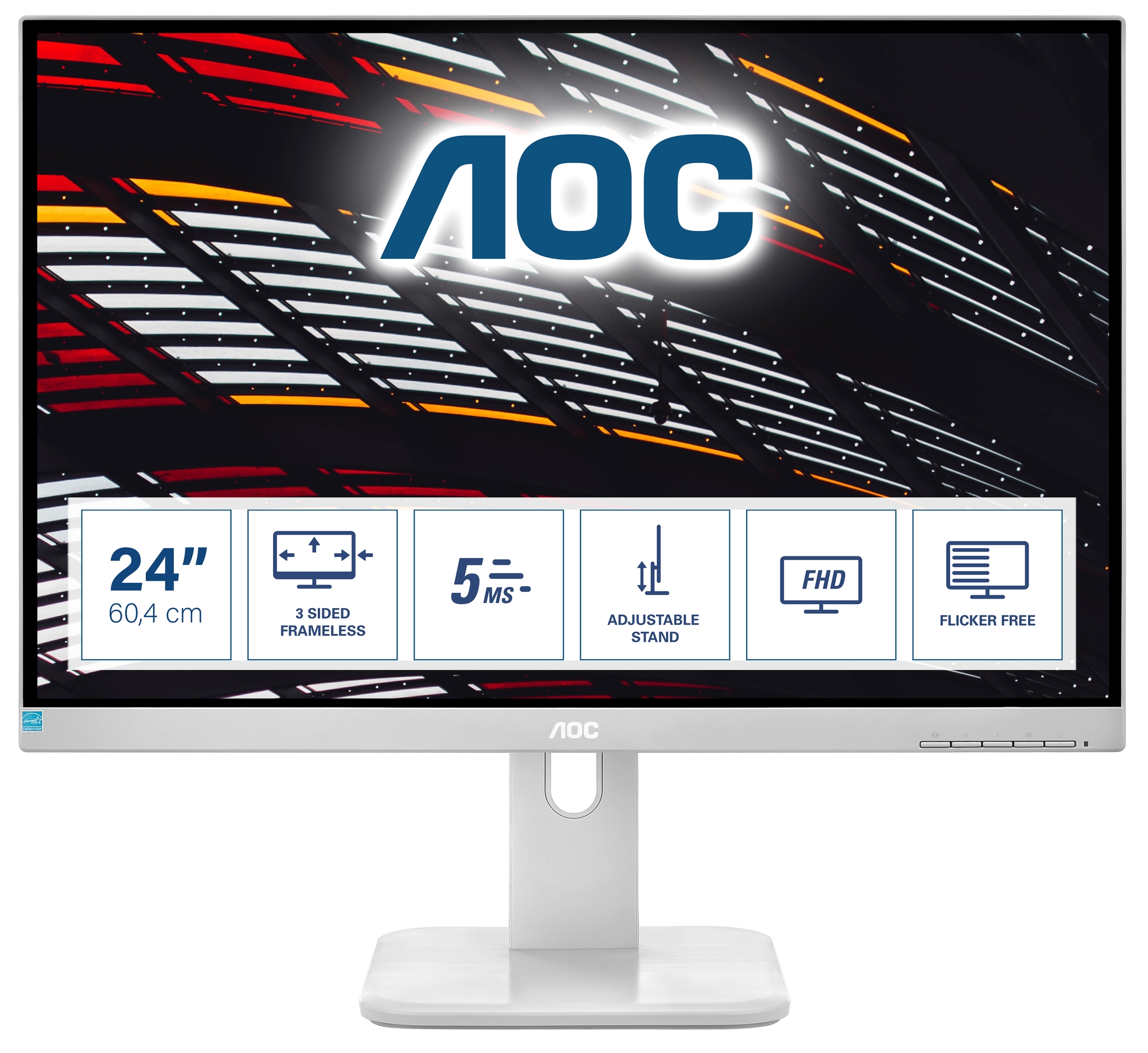 AOC P1 24P1/GR LED display 60,5 cm (23.8) 1920 x 1080 Pixeles Full HD Gris