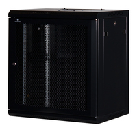 Rockstable 12 HE 19 Serverschrank mit Gitternetzt�ren - Wandmontiertes Regal - 12U - 60 kg - Sperrschloss - Lenkrollen - Schwarz