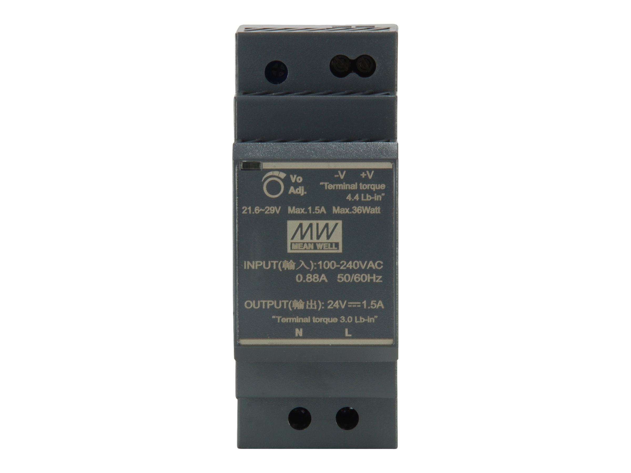 LevelOne 24V DC Industrial Power Supply, 30W, DIN-Rail