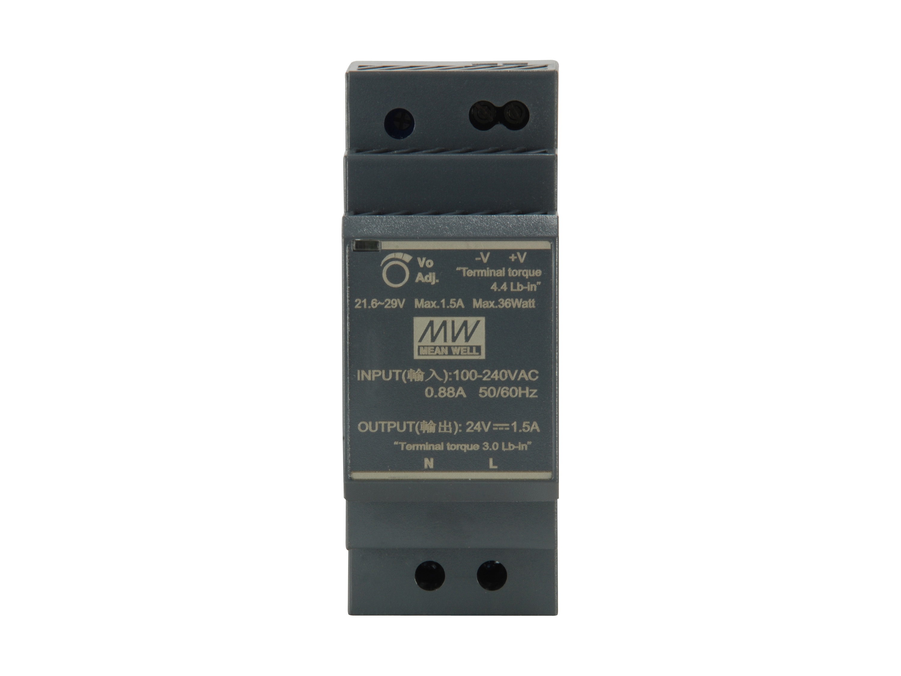 LevelOne 24V DC Industrial Power Supply, 30W, DIN-Rail