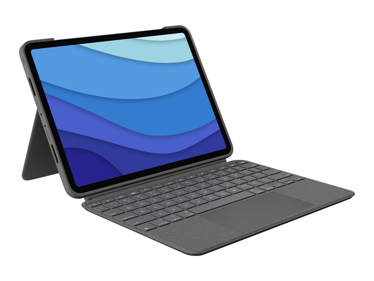 Logitech Combo Touch - Tastatur und Foliohlle - mit Trackpad - hintergrundbeleuchtet - Apple Smart connector - QWERTY - US International - Oxford Gray - fr Apple 11-inch iPad Pro (1. Generation, 2. Generation, 3. Generation)