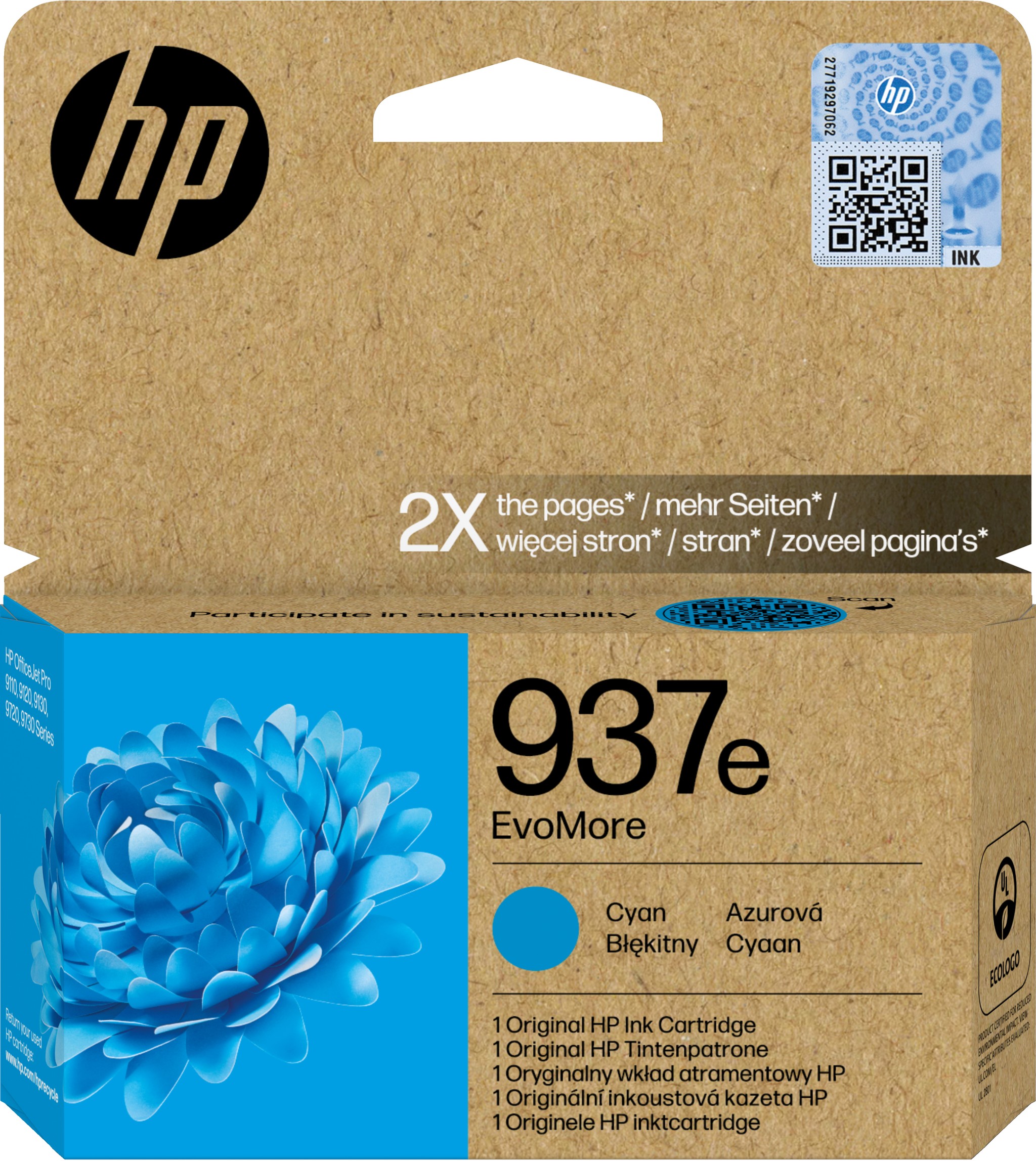 HP Tinte cyan 1.650 S. No.937e ca. Seiten OJ 91x0/9700