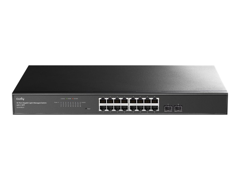 CUDY Switch - 16 x Gigabit Ethernet + 2 x Combo Gigabit SFP/RJ-45