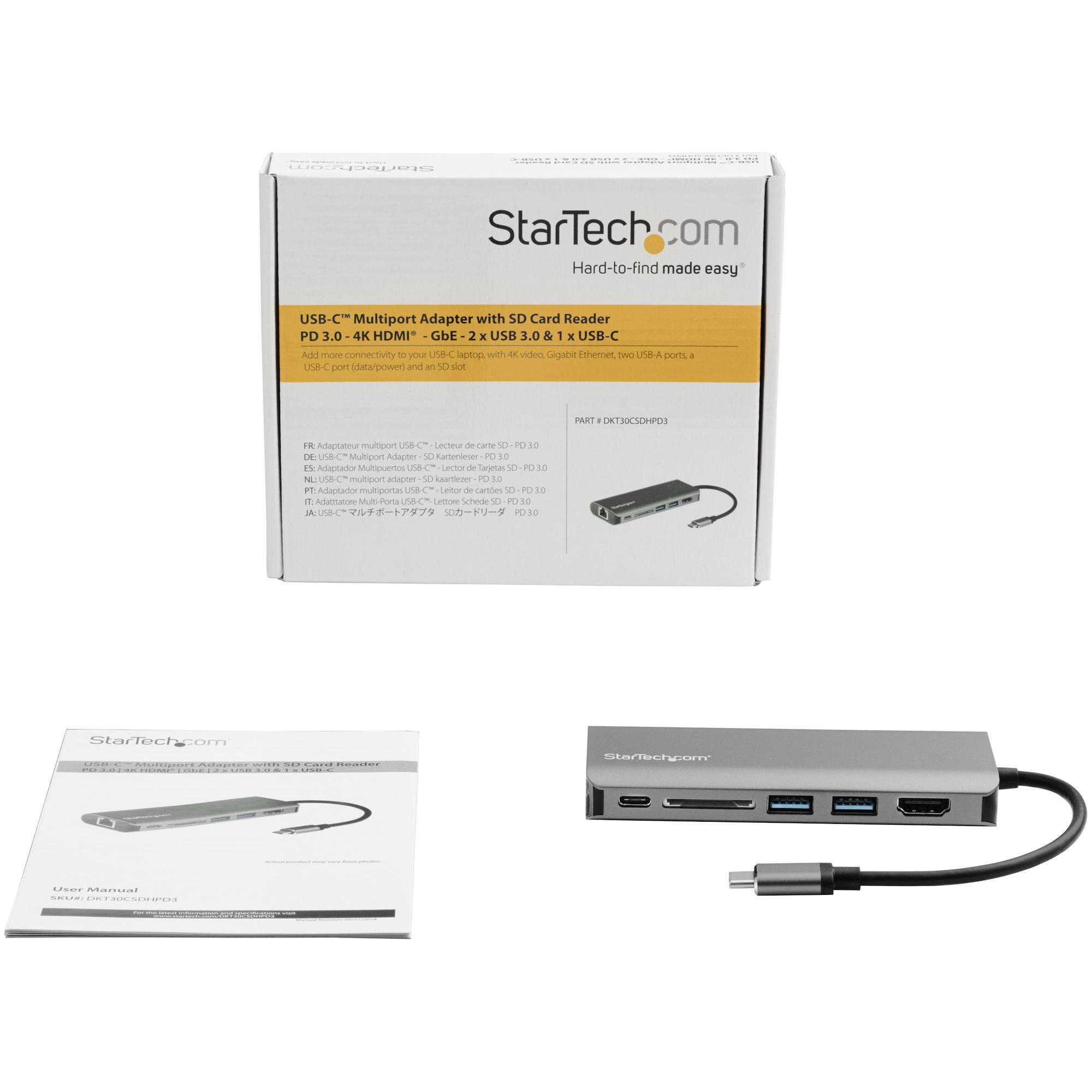 StarTech.com - Adaptador Multipuertos USB-C - Docking Station Portátil USB  Tipo C a HDMI de 4K - Hub Ladrón USB 3.0 de 2 Puertos