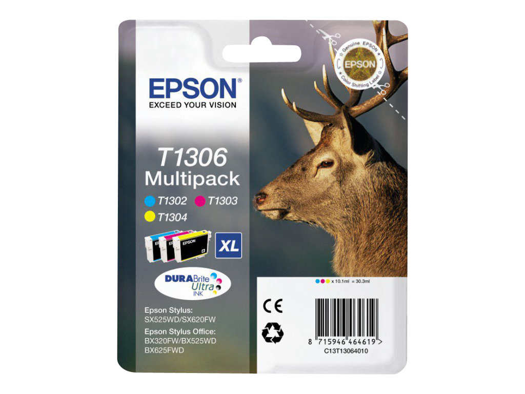 Epson Stag Multipack 3-colours T1306 DURABrite Ultra Ink