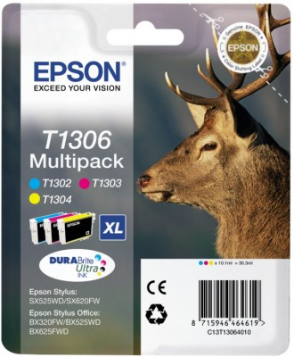 Epson Stag Multipack 3-colours T1306 DURABrite Ultra Ink