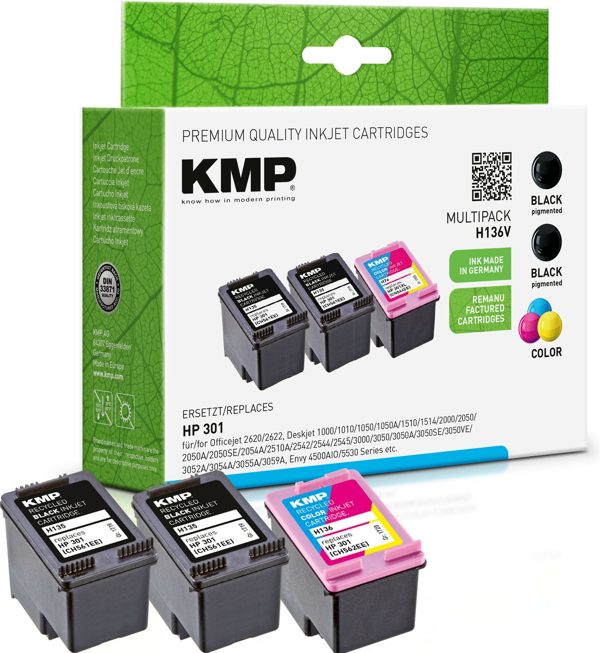 KMP TRIPLEPACK H136V ink cartridge 3 pc(s) Compatible Black, Cyan, Magenta, Yellow
