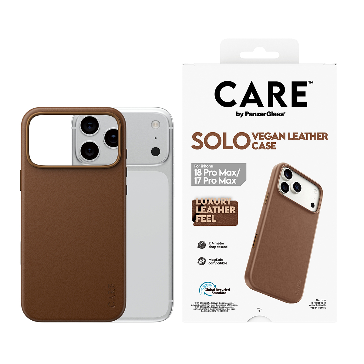 PanzerGlass CARE by � Solo Vegan Leather Case Brown w. MagSafe iPhone 2026 Pro Max | 17 Pro Max coque de protection pour t�l�phones portables Housse Marron