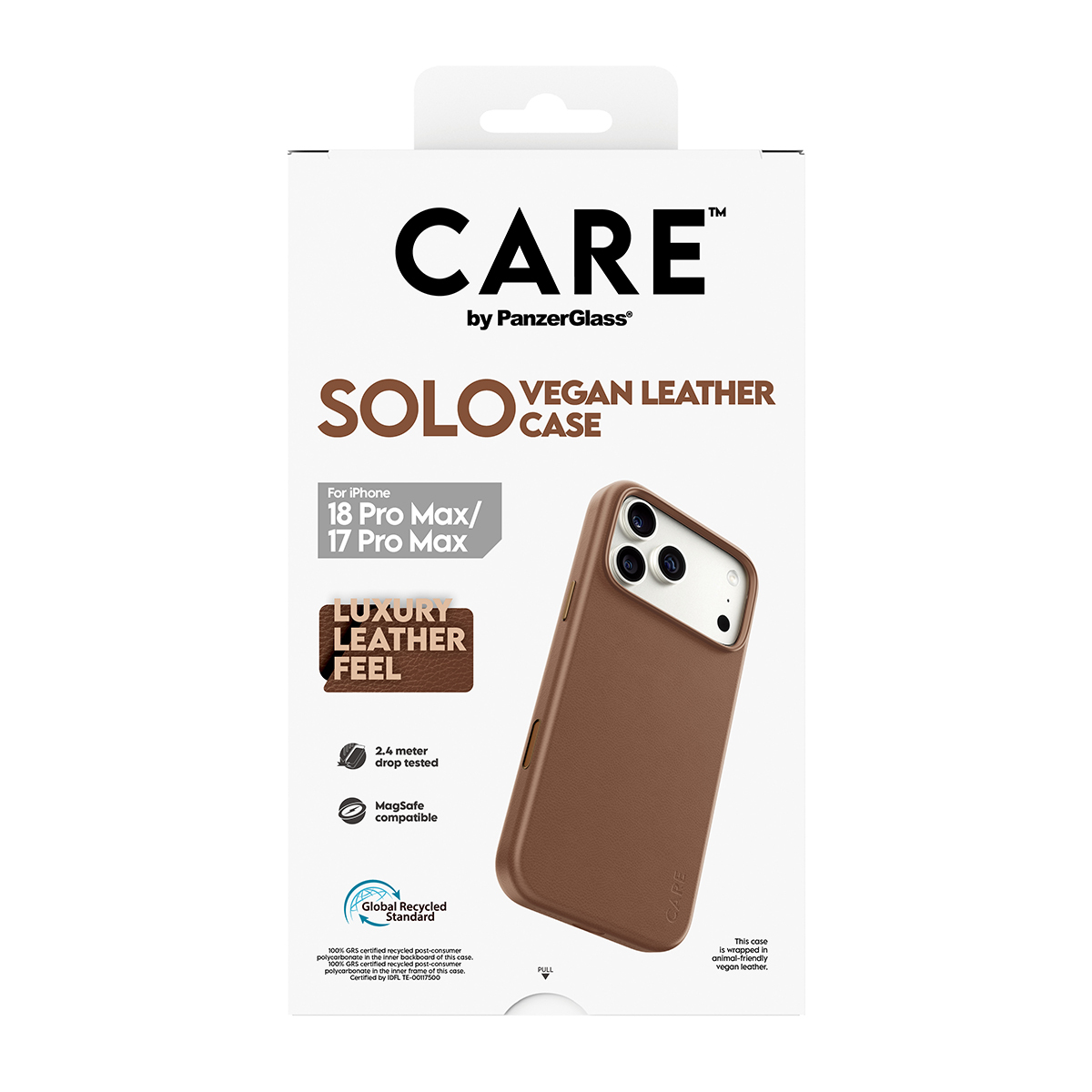 PanzerGlass CARE by � Solo Vegan Leather Case Brown w. MagSafe iPhone 2026 Pro Max | 17 Pro Max coque de protection pour t�l�phones portables Housse Marron