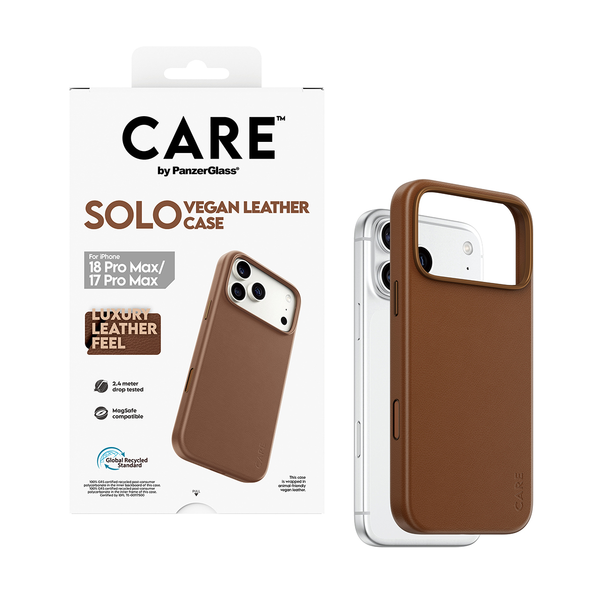 PanzerGlass CARE by � Solo Vegan Leather Case Brown w. MagSafe iPhone 2026 Pro Max | 17 Pro Max coque de protection pour t�l�phones portables Housse Marron