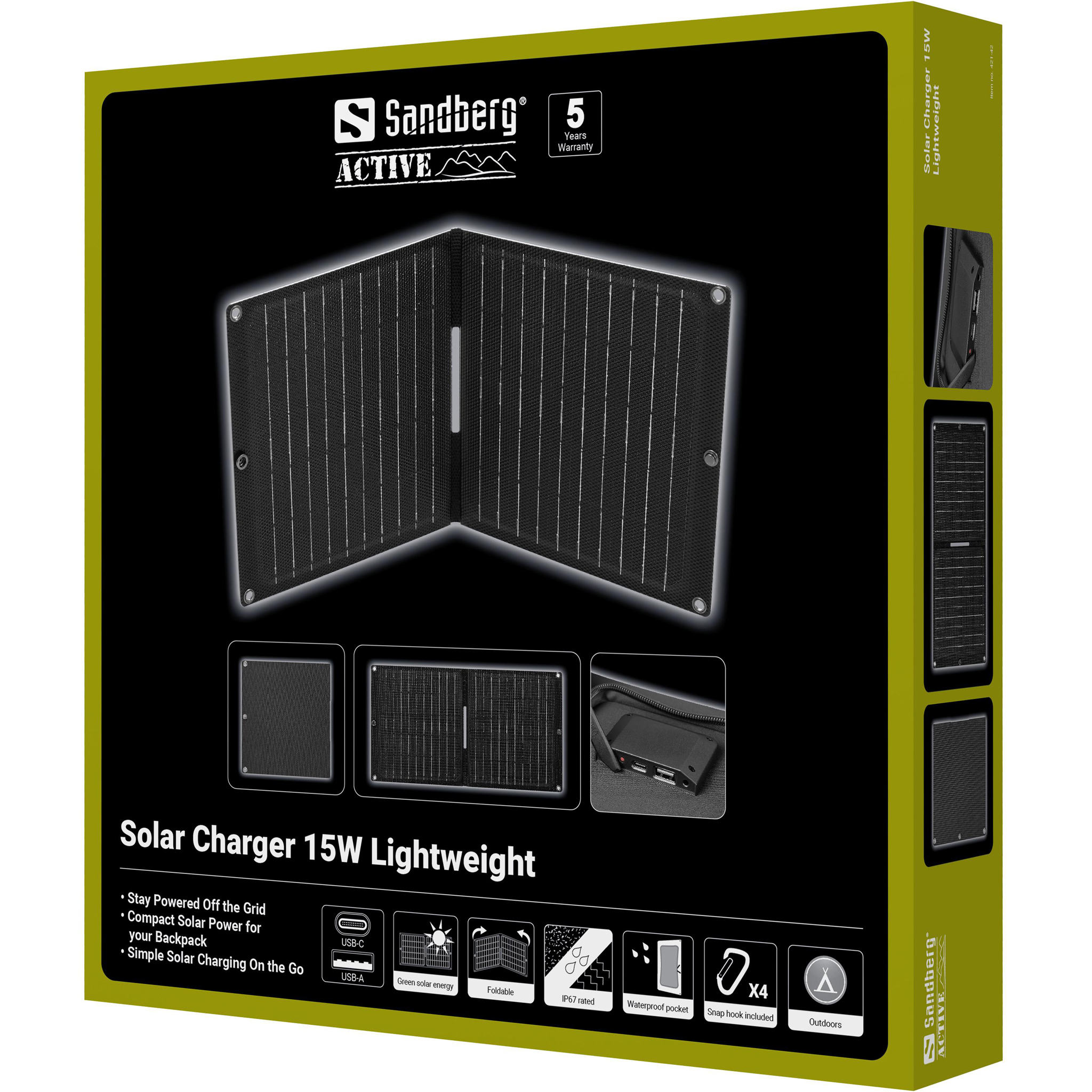 Sandberg 421-42 cargador de dispositivo m�vil Universal Negro Solar Exterior