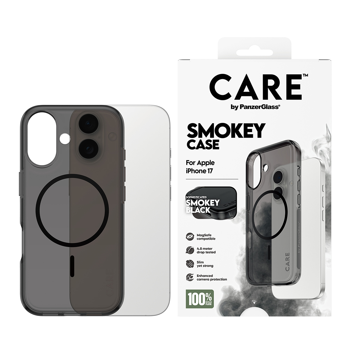 PanzerGlass CARE by � Flagship Case Urban Explorer Smokey w. Black MagSafe iPhone 17 coque de protection pour t�l�phones portables Housse Noir