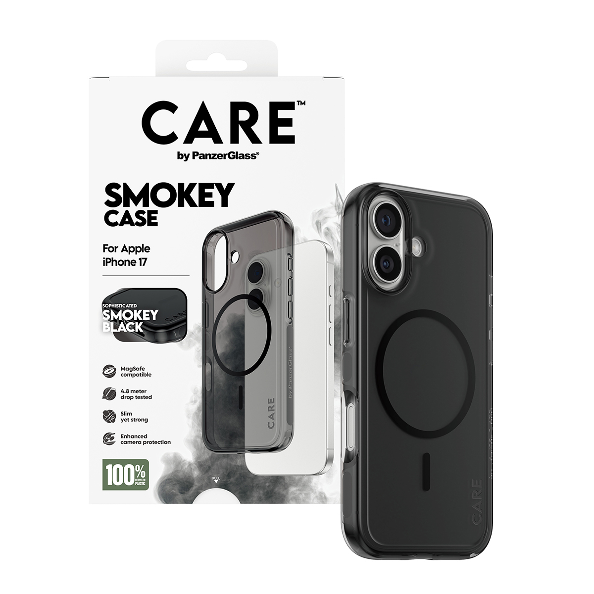PanzerGlass CARE by � Flagship Case Urban Explorer Smokey w. Black MagSafe iPhone 17 coque de protection pour t�l�phones portables Housse Noir