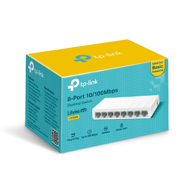TP-Link LS1008 commutateur rseau Non-gr Fast Ethernet (10/100) Blanc