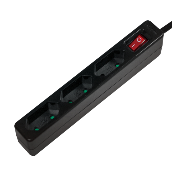 LogiLink LPS230B base m�ltiple 1,5 m 3 salidas AC Negro