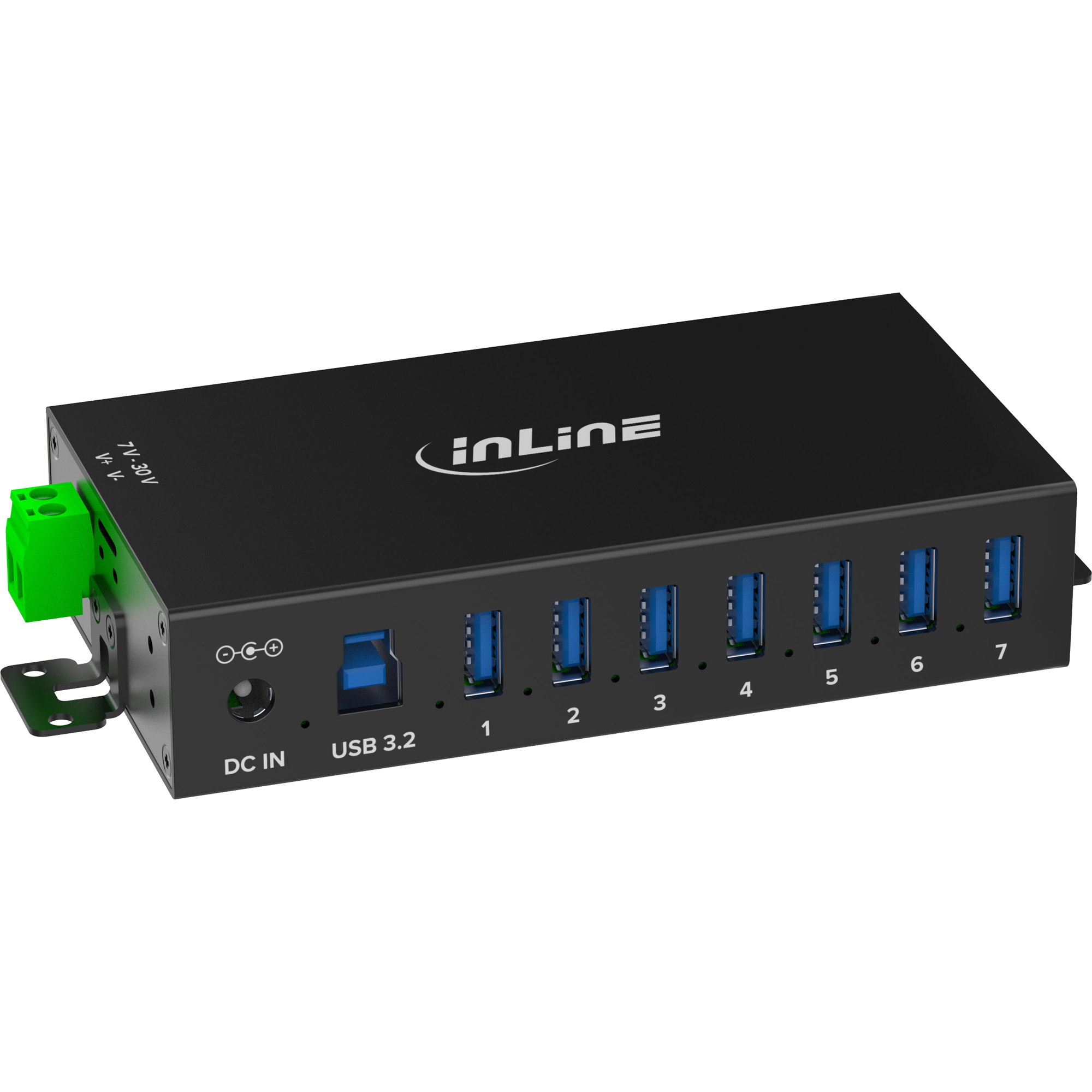 InLine USB 3.2 Gen.1 Industrie-Hub - 7 Port - Aluminiumgehuse - mit Netzteil