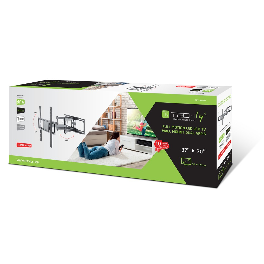 Techly Wandhalterung f�r LCD TV LED 37-70 FullMotion schwarz