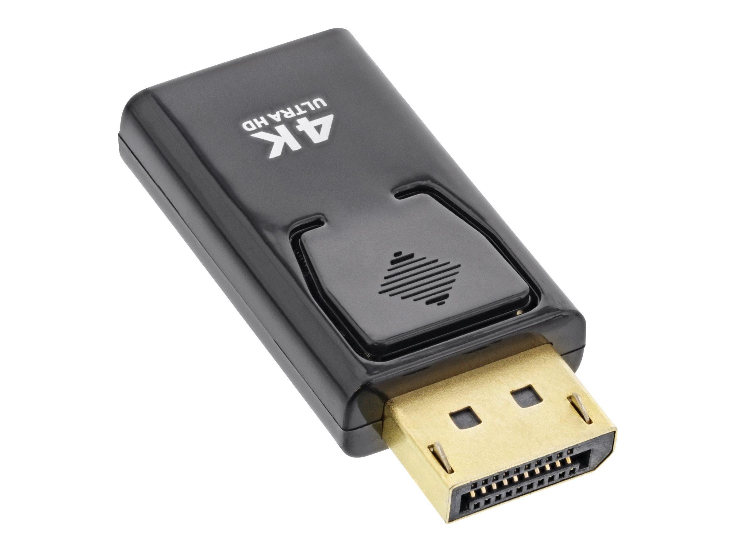 InLine Videoadapter - DisplayPort m�nnlich zu HDMI weiblich - Schwarz - aktiver Signalwandler, unterst�tzt 4K 60 Hz (3840 x 2160)