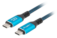 Lanberg KABEL USB-C M/M USB4 2.0M 240W 8K 60HZ SCHWARZ/BLAU (CA-CMCM-45CU-0020-BK) - Kabel - Digital/Daten