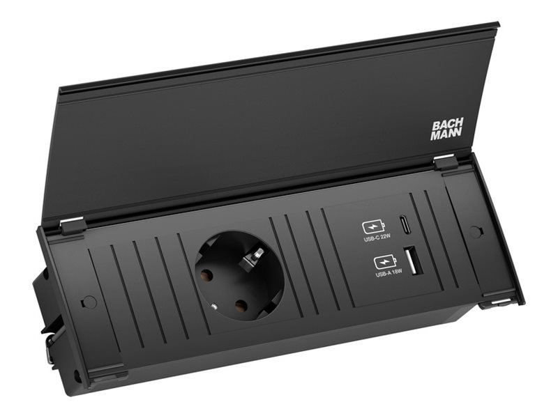 Bachmann KAPSA - Steckdosenleiste - Eingabe, Eingang Typ F - Ausgangsanschl�sse: 3 (Typ F, 24 pin USB-C, USB)