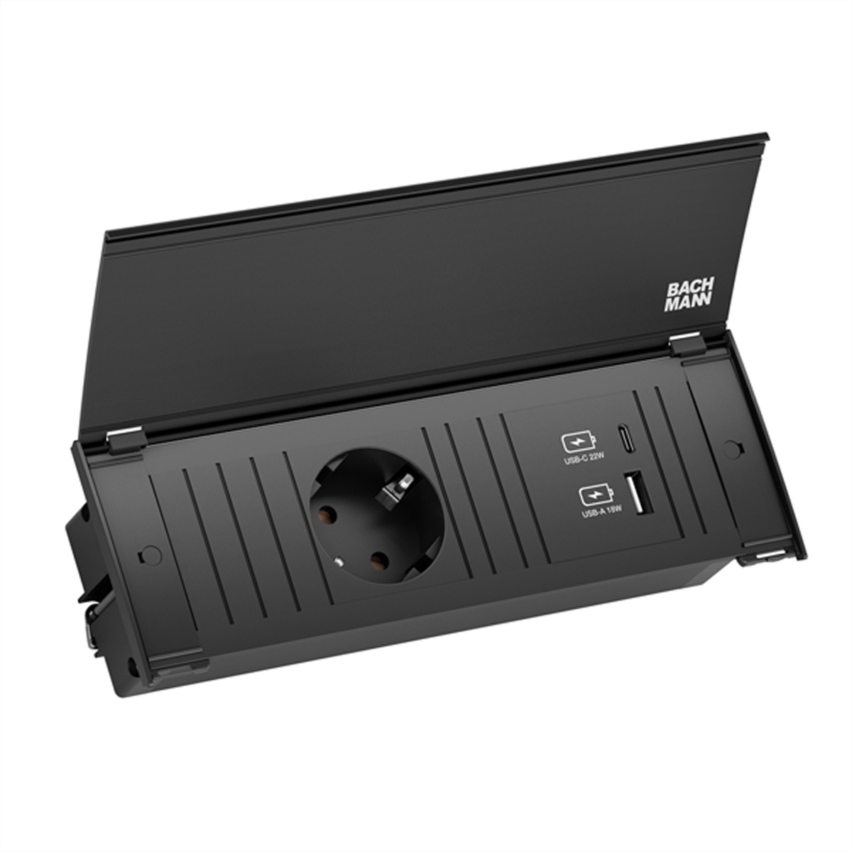 Bachmann KAPSA - Steckdosenleiste - Eingabe, Eingang Typ F - Ausgangsanschl�sse: 3 (Typ F, 24 pin USB-C, USB)