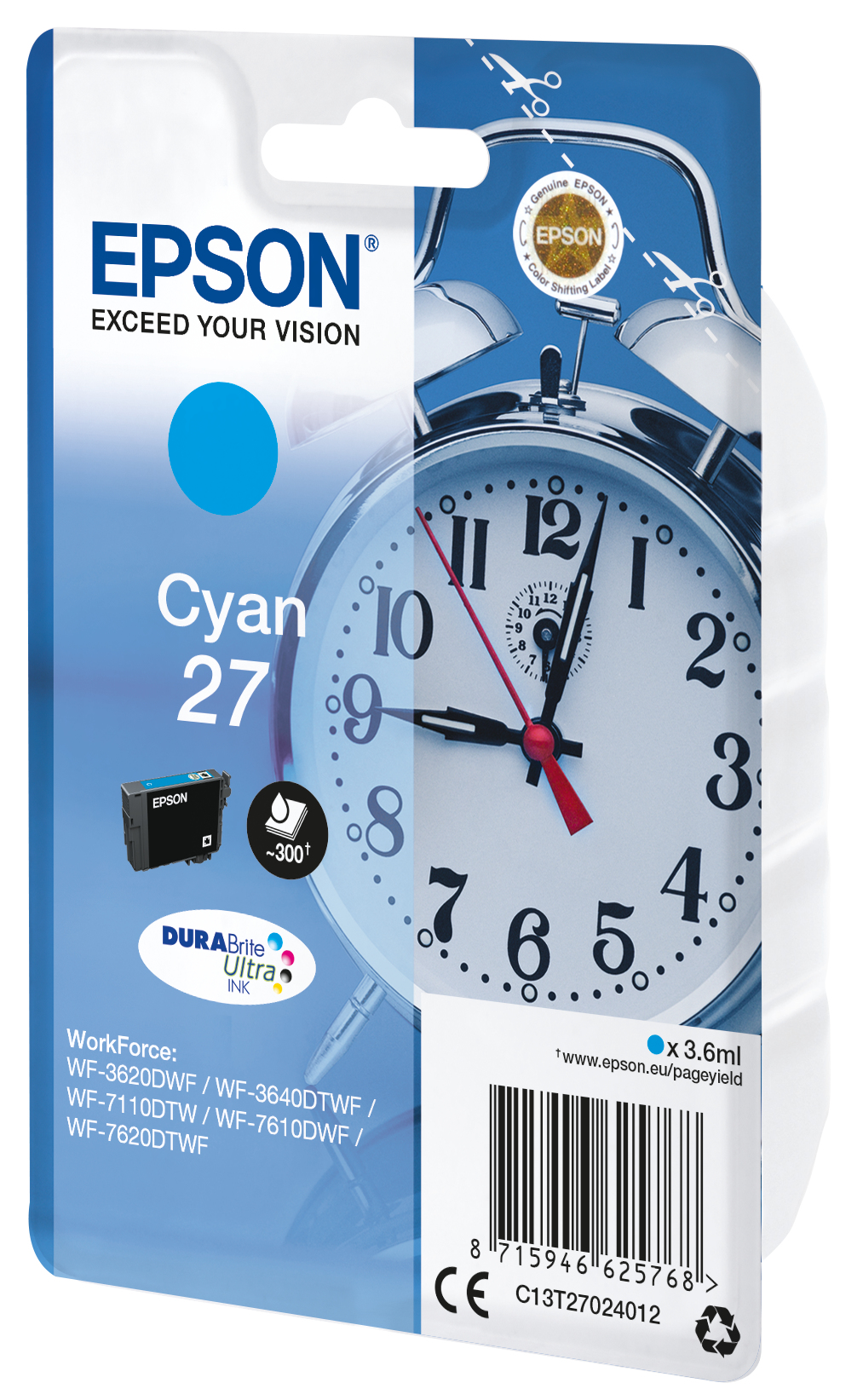 Epson 27 - 3.6 ml - Cyan - Original - Blister mit RF- / aktustischem Alarmsignal
