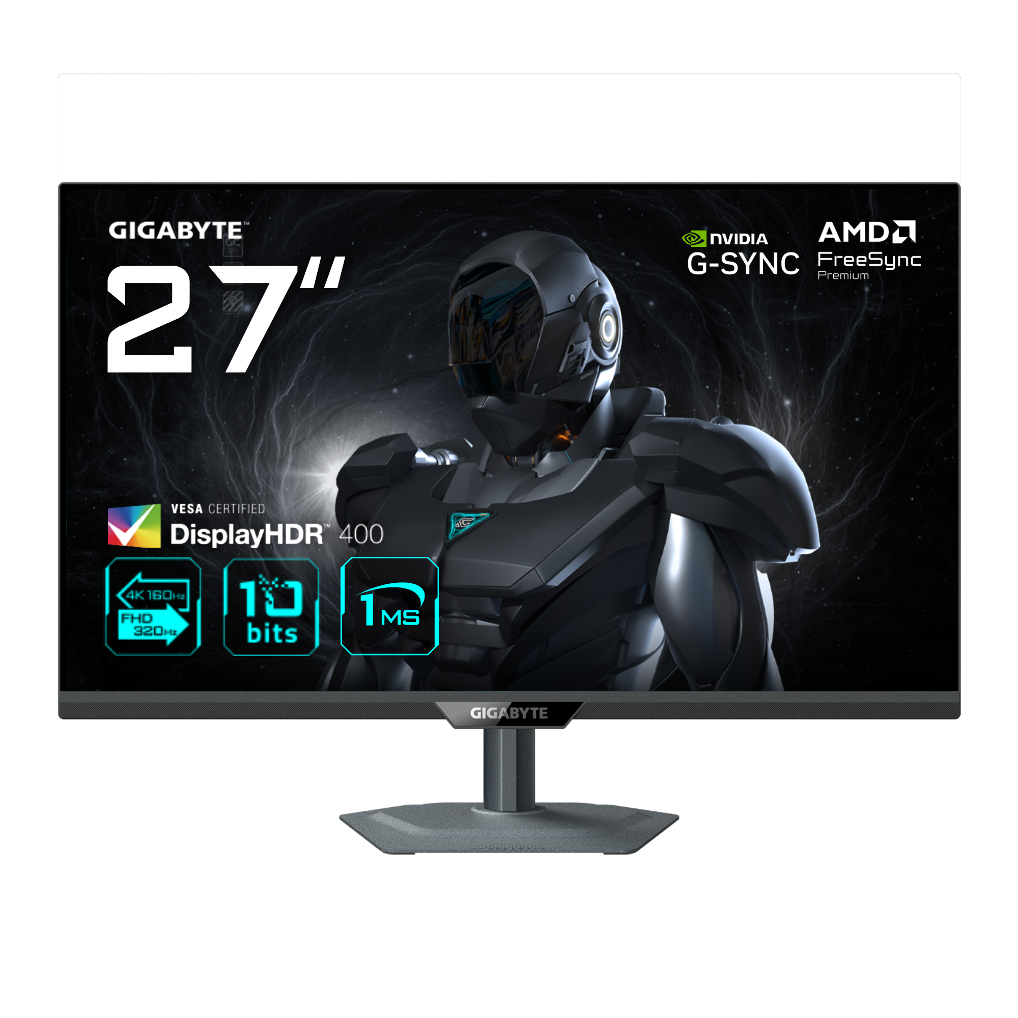 GIGABYTE G27U Monitor de juego 27 4K UHD - Modo dual (4K 160Hz o FHD 320Hz), 3840 x 2160, 1ms, 350 cd/m�, FreeSync Premium, DisplayHDR400, HDMI 2.1, DisplayPort 1.4