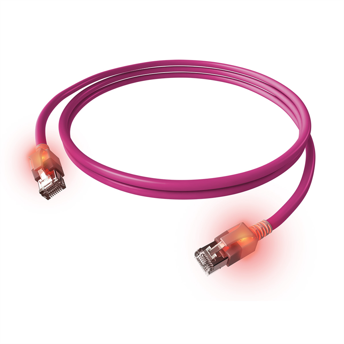 EasyLan saCon DualBoot LED Patchkabel S/FTP violett 2.00m Kat.6a - Kabel - Netzwerk