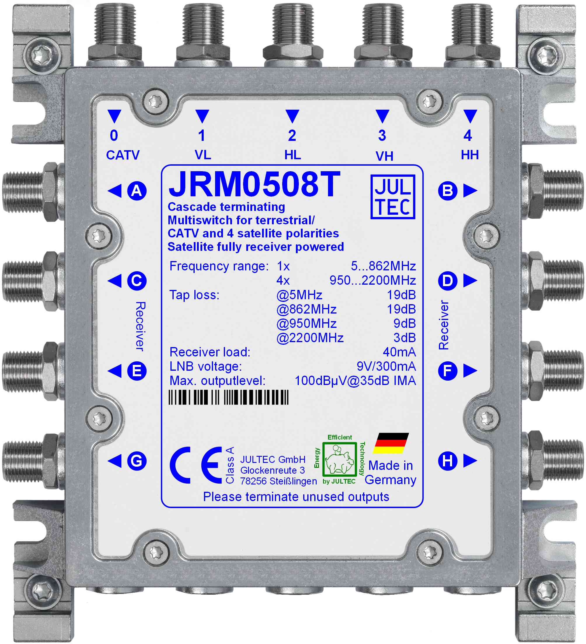 JULTEC JRM0508T satellite multiswitch 5 inputs 8 outputs