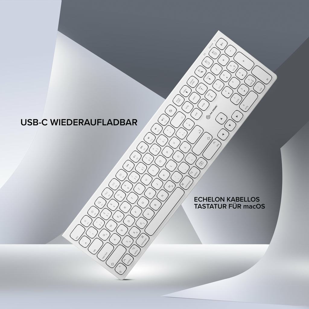 ALOGIC ASKBT3M-DE tastiera Casa/ufficio Bluetooth QWERTZ Tedesco Bianco