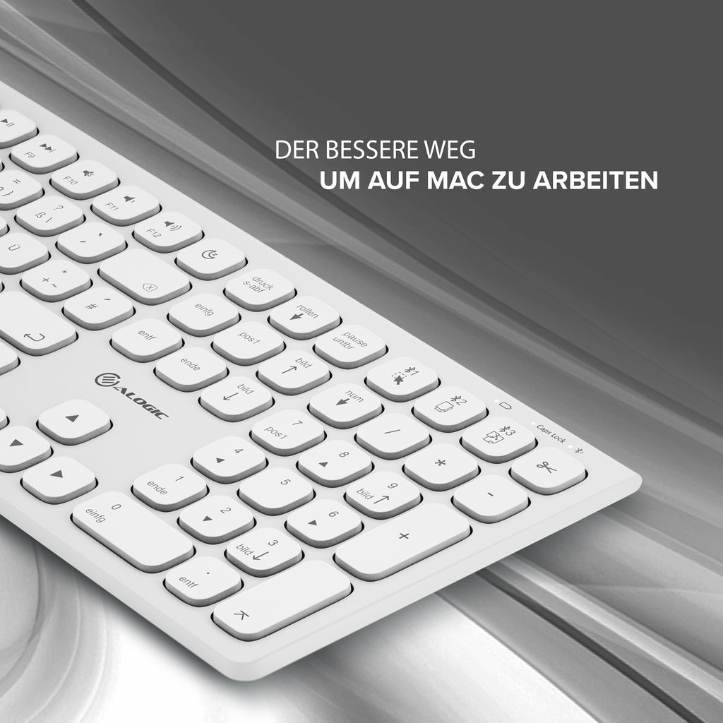 ALOGIC ASKBT3M-DE tastiera Casa/ufficio Bluetooth QWERTZ Tedesco Bianco