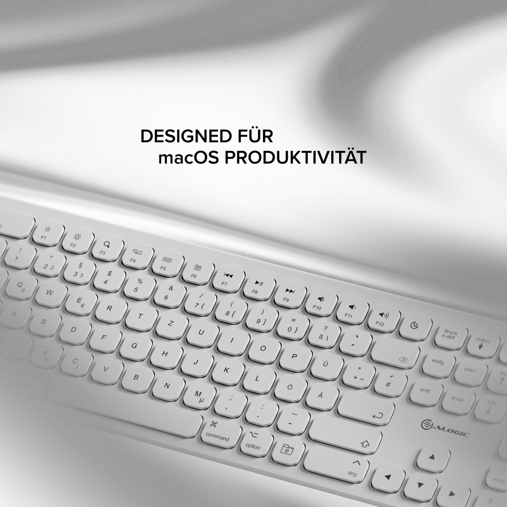 ALOGIC ASKBT3M-DE tastiera Casa/ufficio Bluetooth QWERTZ Tedesco Bianco