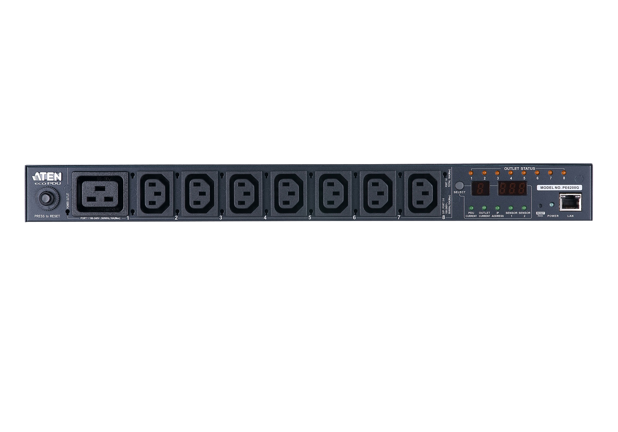 ATEN PE6208G-ATB-G unidad de distribuci�n de energ�a (PDU) 8 salidas AC 1U Negro