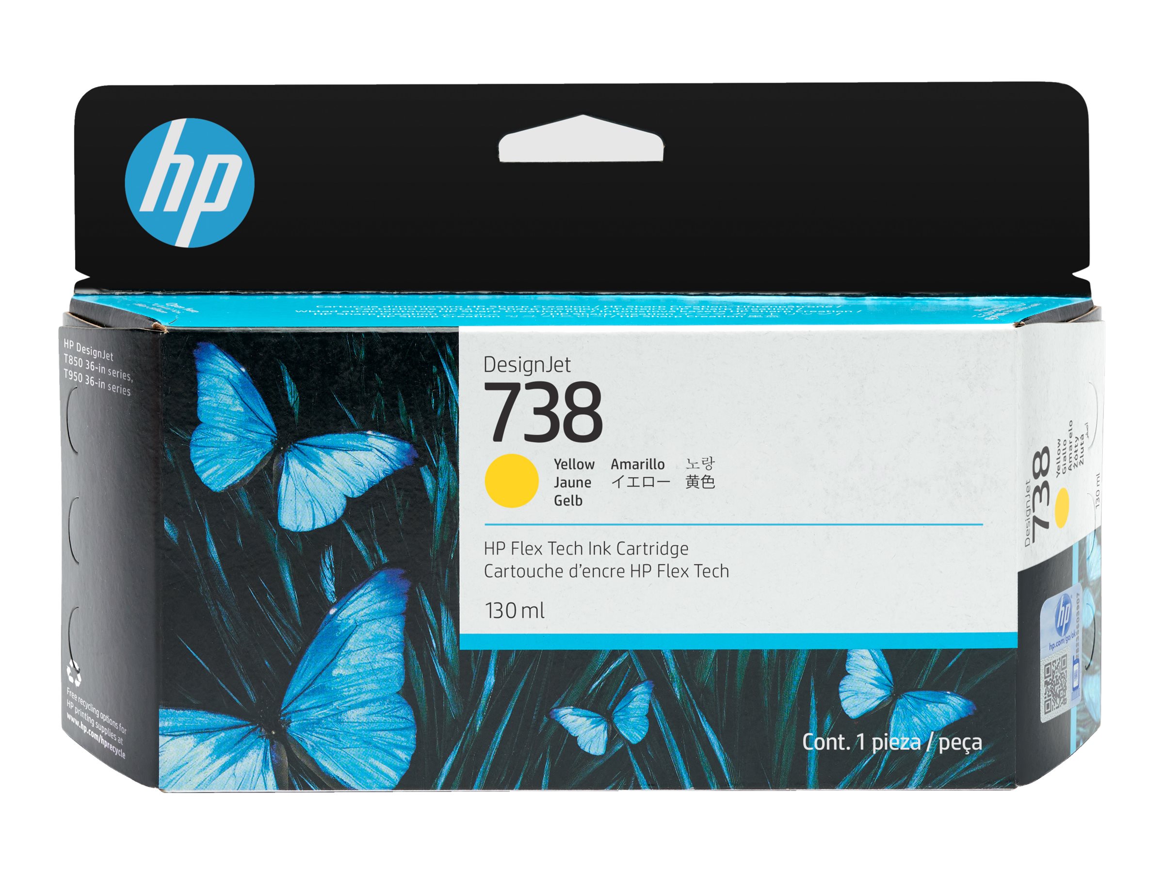 HP 738 - 498N7A - Tinte gelb - fr DesignJet T850, DesignJet T950