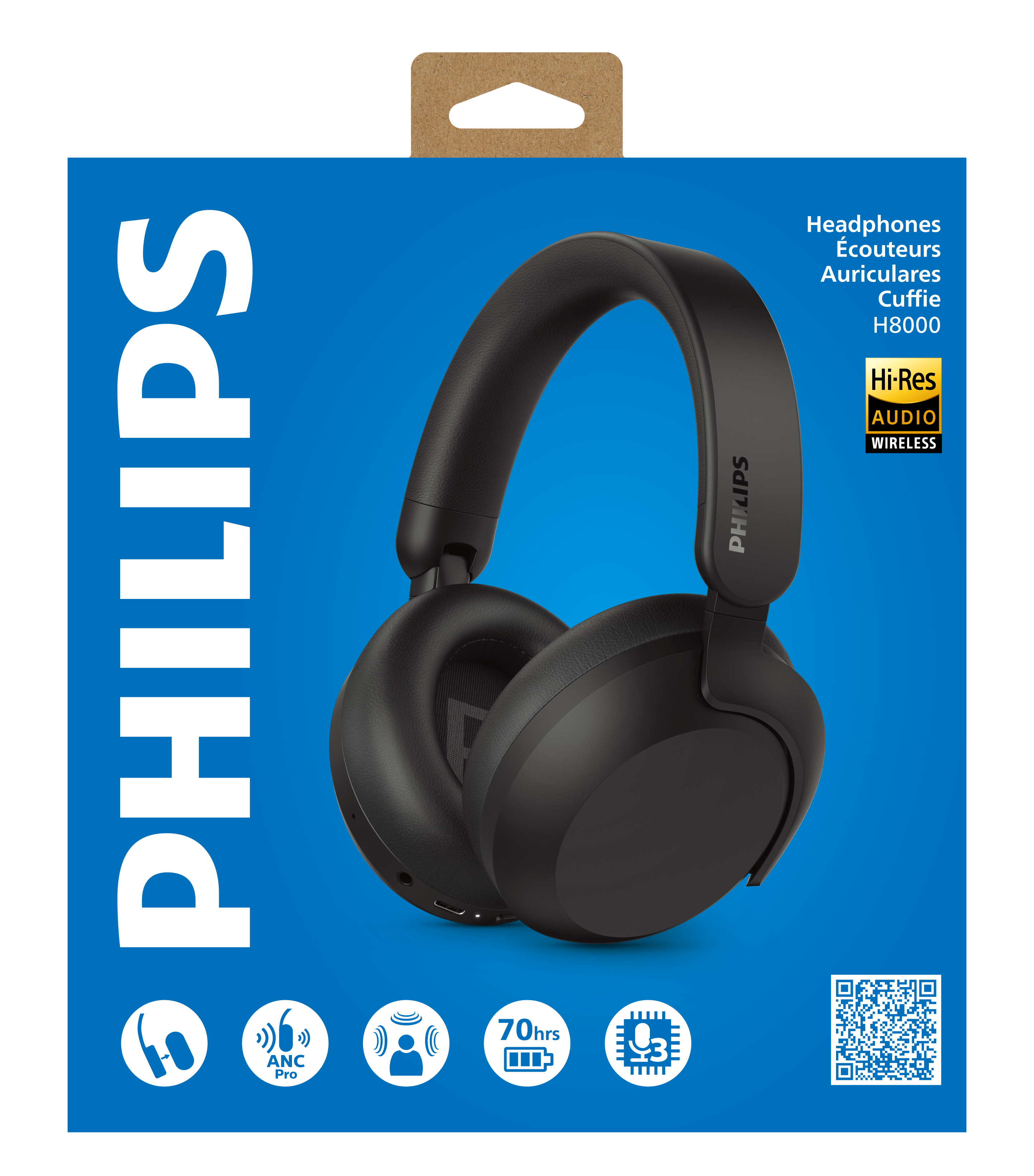 Philips TAH8000E Headset Wired & Wireless Head-band Calls/Music USB Type-C Bluetooth Black