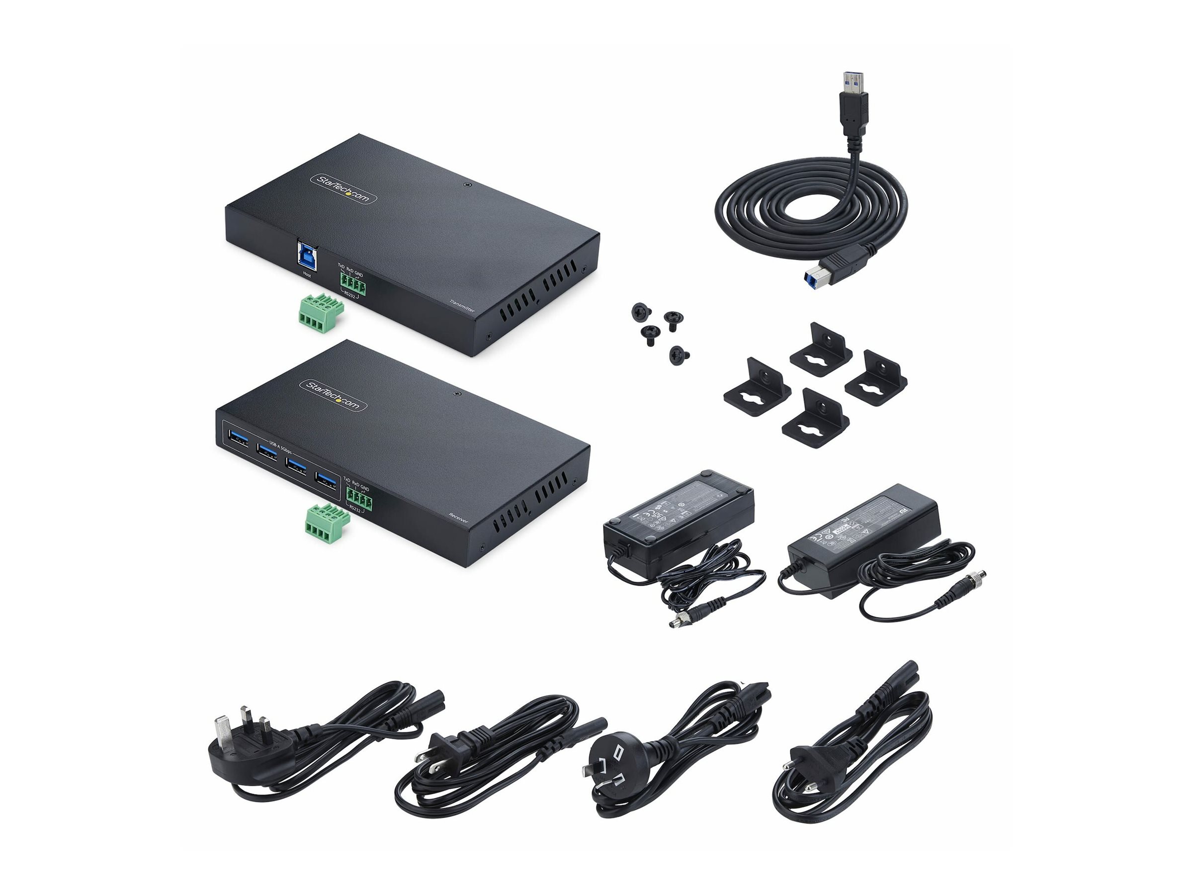 StarTech.com Extender USB 3.0 a 4 Porte su Ethernet fino a 100 m tramite Cavo RJ45 Cat6a/Cat7/Cat8, Estensione per Dispositivi USB Remoti, Hub 4x USB-A 5Gbps, TAA