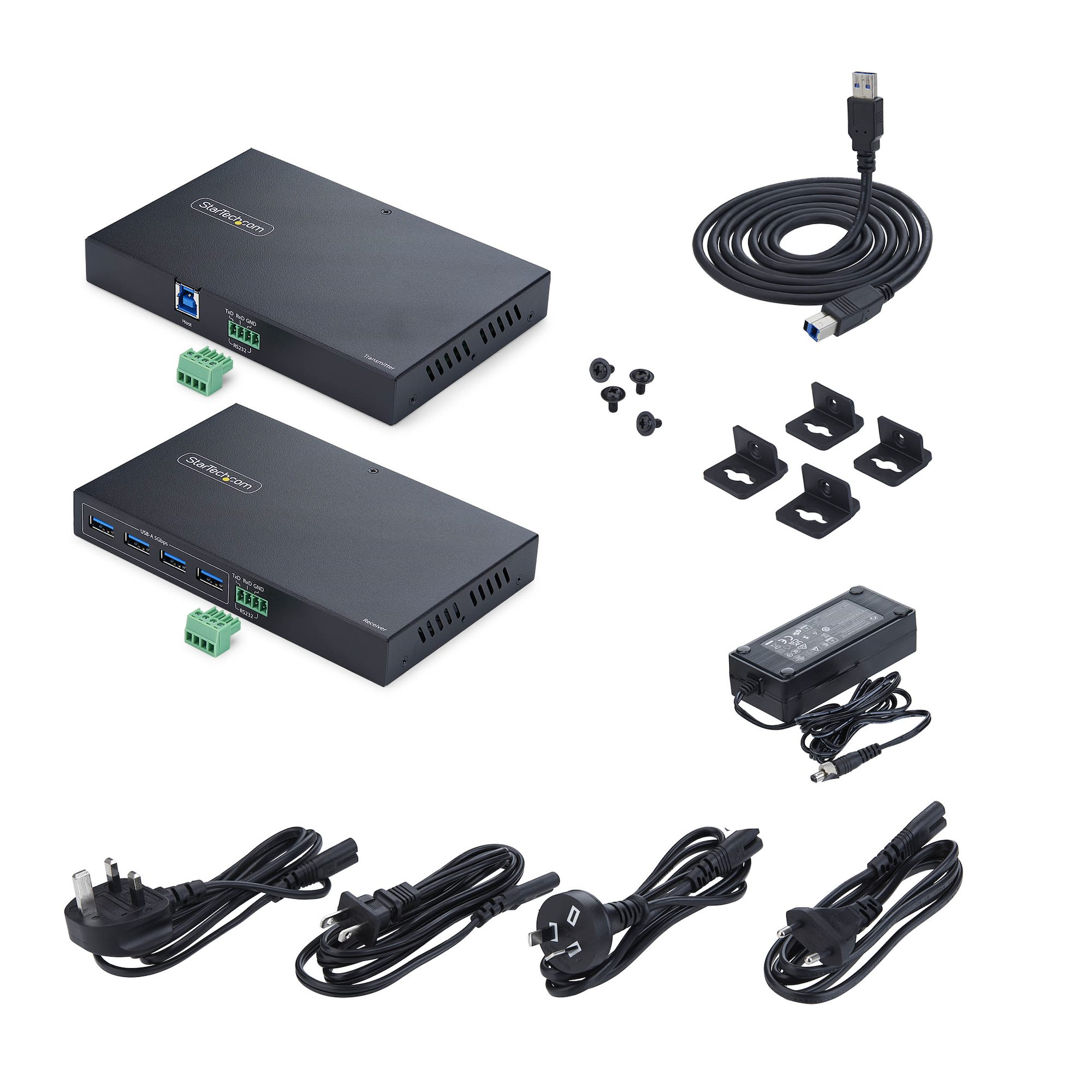 StarTech.com Extender USB 3.0 a 4 Porte su Ethernet fino a 100 m tramite Cavo RJ45 Cat6a/Cat7/Cat8, Estensione per Dispositivi USB Remoti, Hub 4x USB-A 5Gbps, TAA