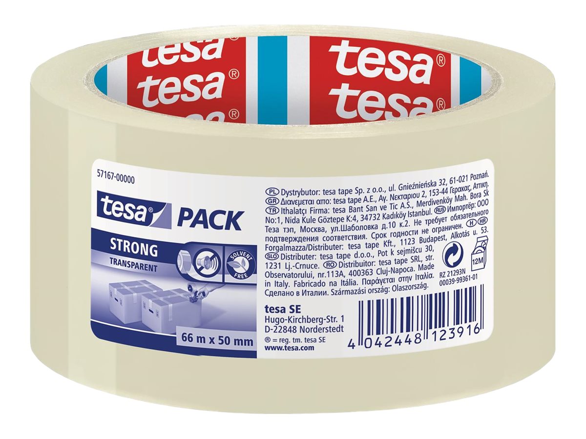 Tesa Tesapack Strong - Packband - 50 mm x 66 m - Biaxial gestrecktes Polypropylen (BOPP)