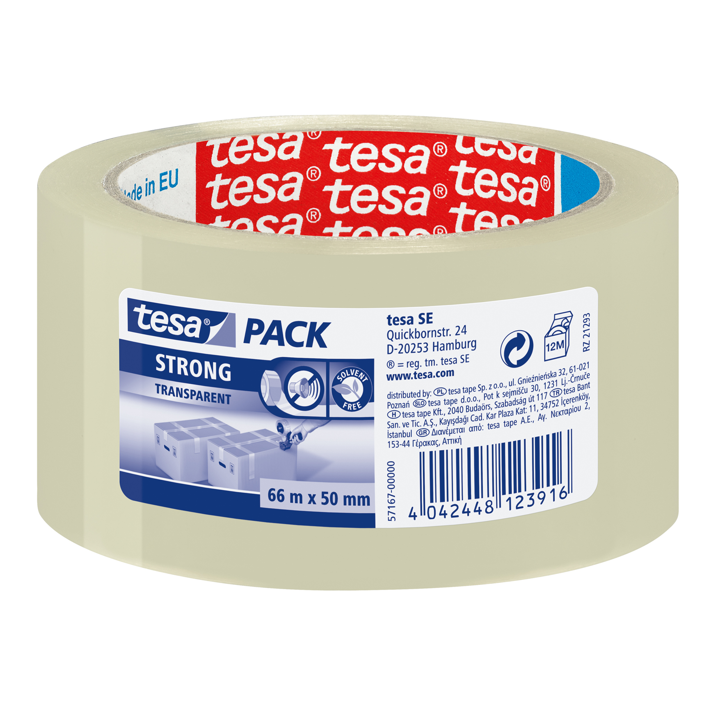 Tesa Tesapack Strong - Packband - 50 mm x 66 m - Biaxial gestrecktes Polypropylen (BOPP)