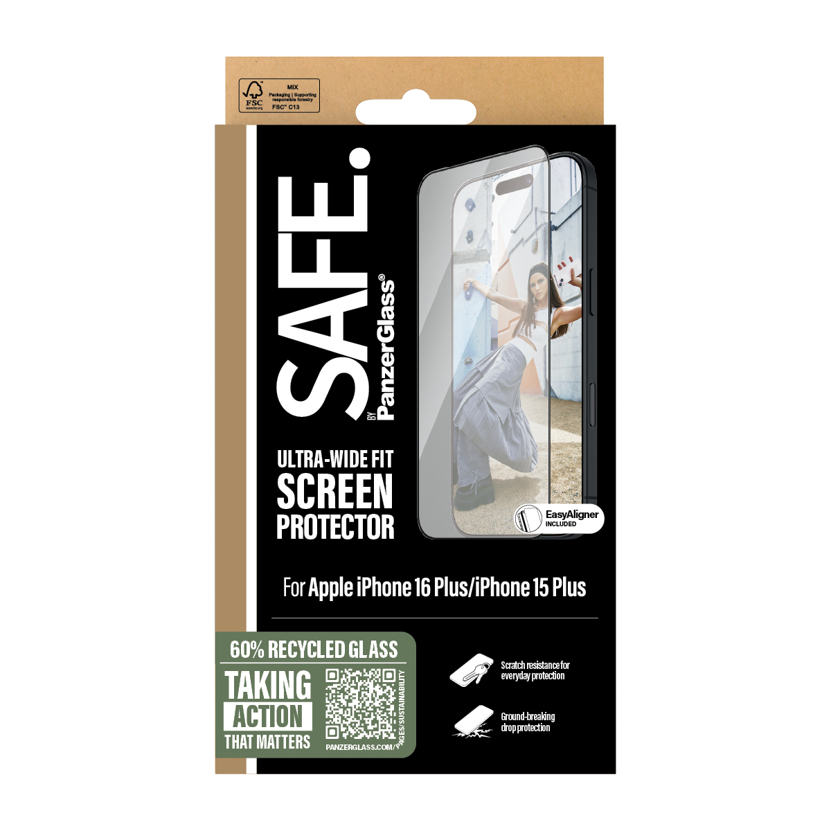 PanzerGlass SAFE. by Screen Black Frame iPhone24 6.7 UWF