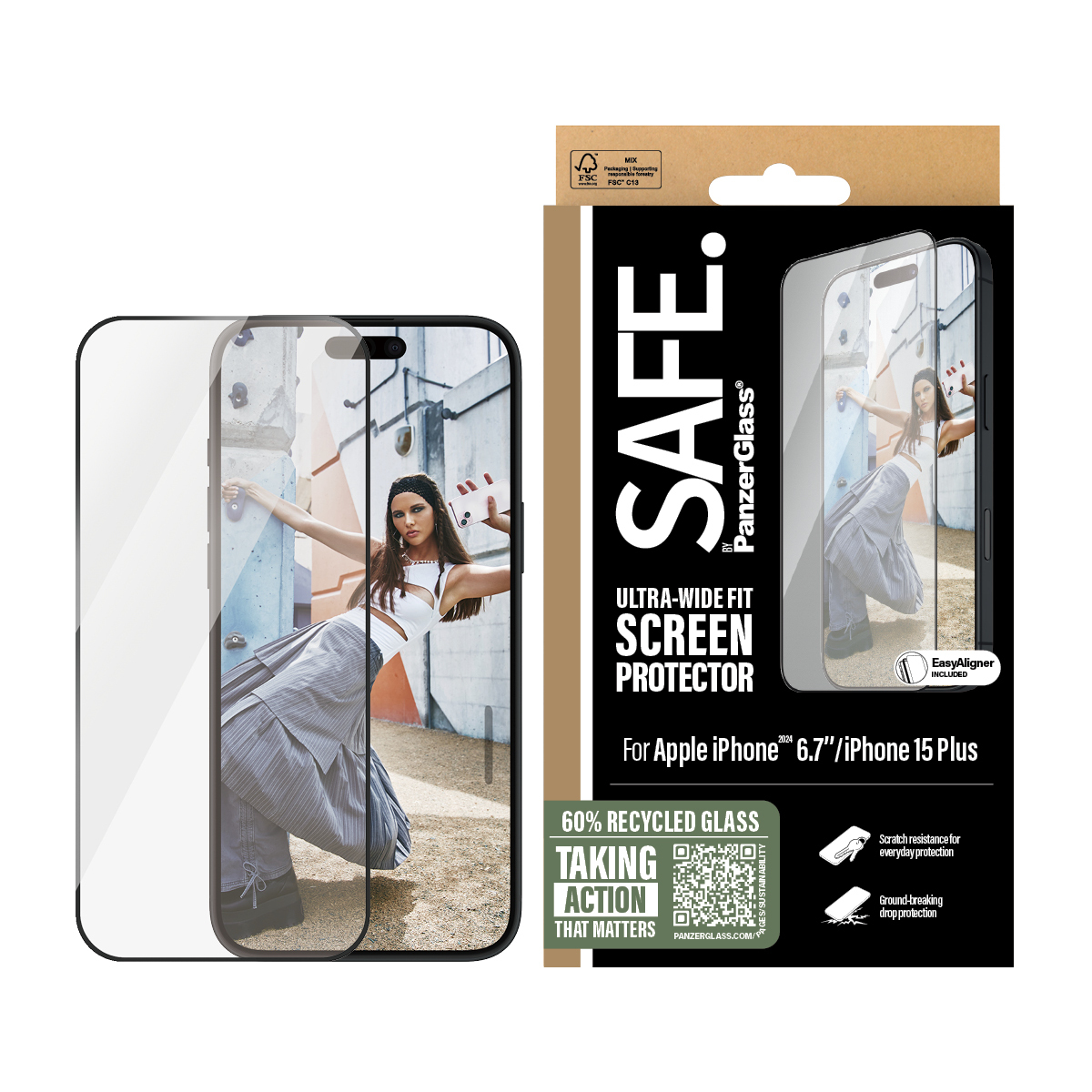 PanzerGlass SAFE. by Screen Black Frame iPhone24 6.7 UWF
