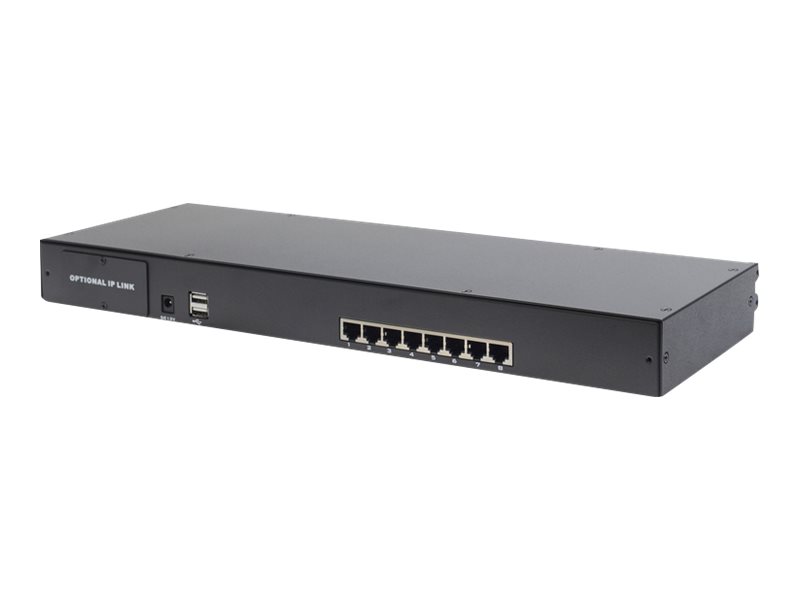 Digitus Consola modular con TFT de 19 (48,3 cm), KVM Cat.5 de 8 puertos y panel tctil, teclado alemn