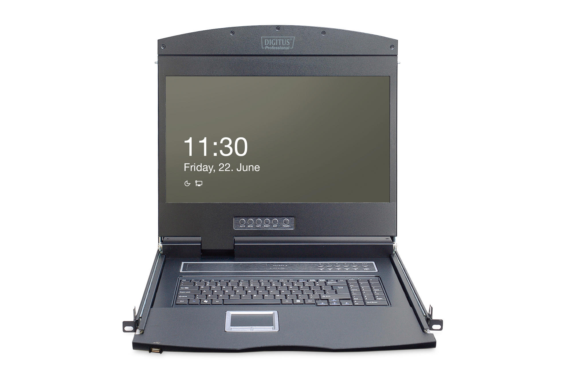 Digitus Consola modular con TFT de 19 (48,3 cm), KVM Cat.5 de 8 puertos y panel tctil, teclado alemn