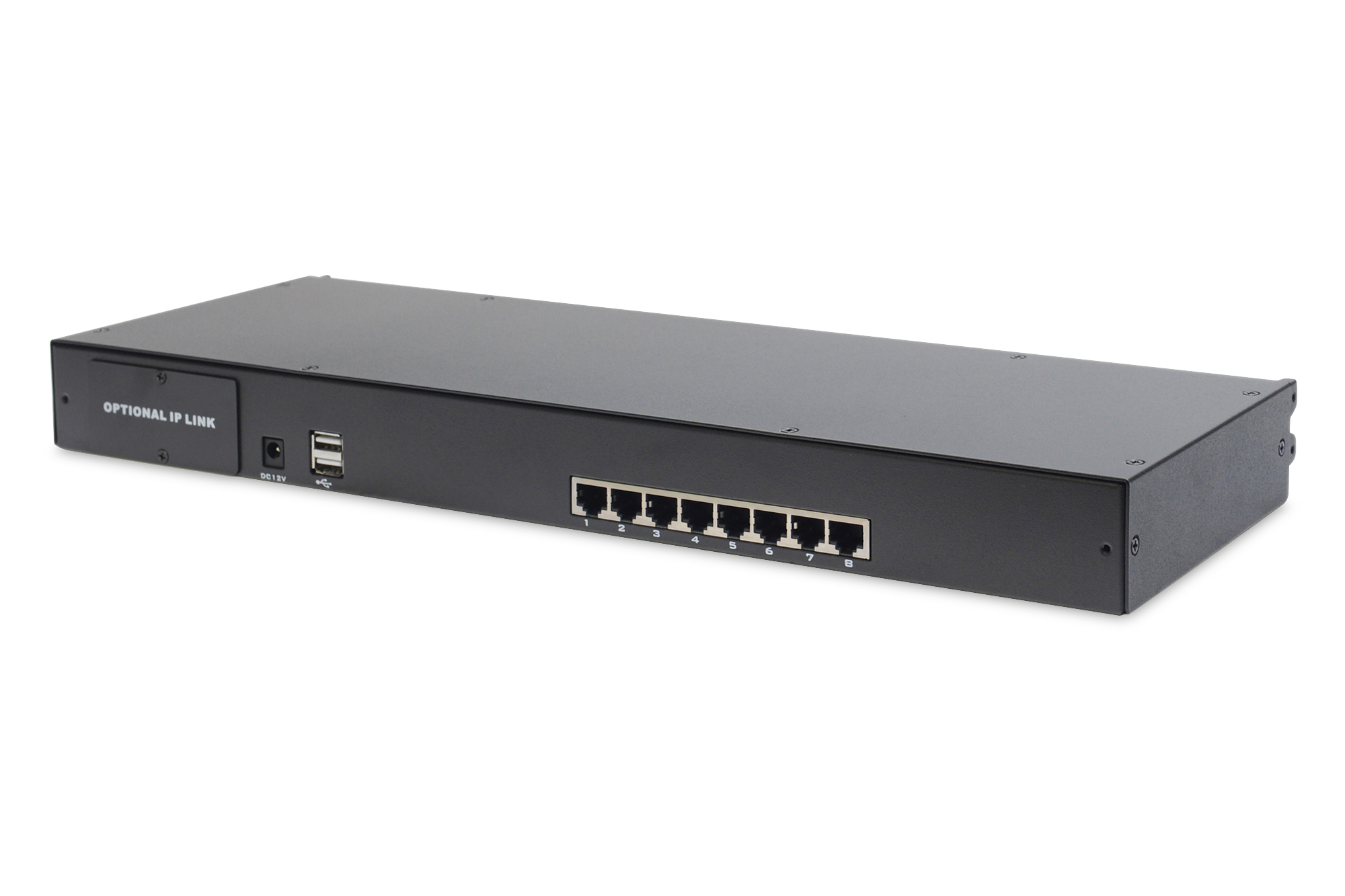 Digitus Consola modular con TFT de 19 (48,3 cm), KVM Cat.5 de 8 puertos y panel tctil, teclado alemn