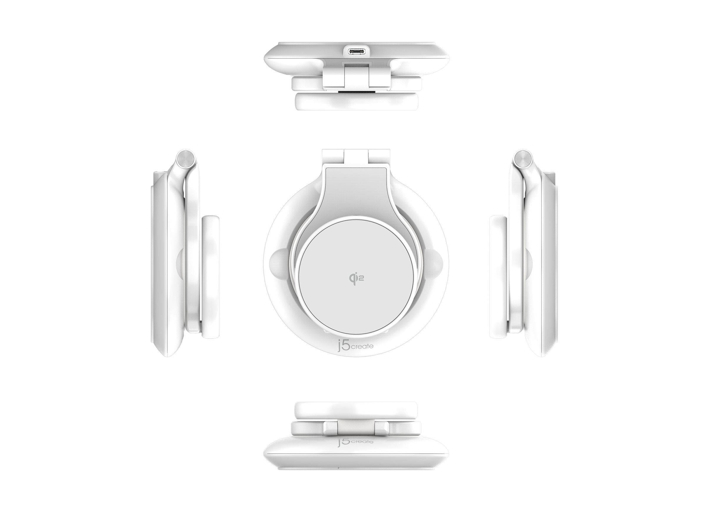 j5create JUPW3415-N cargador de dispositivo m�vil Reloj inteligente, Auriculares, Smartphone Blanco USB Cargador inal�mbrico Carga r�pida Interior