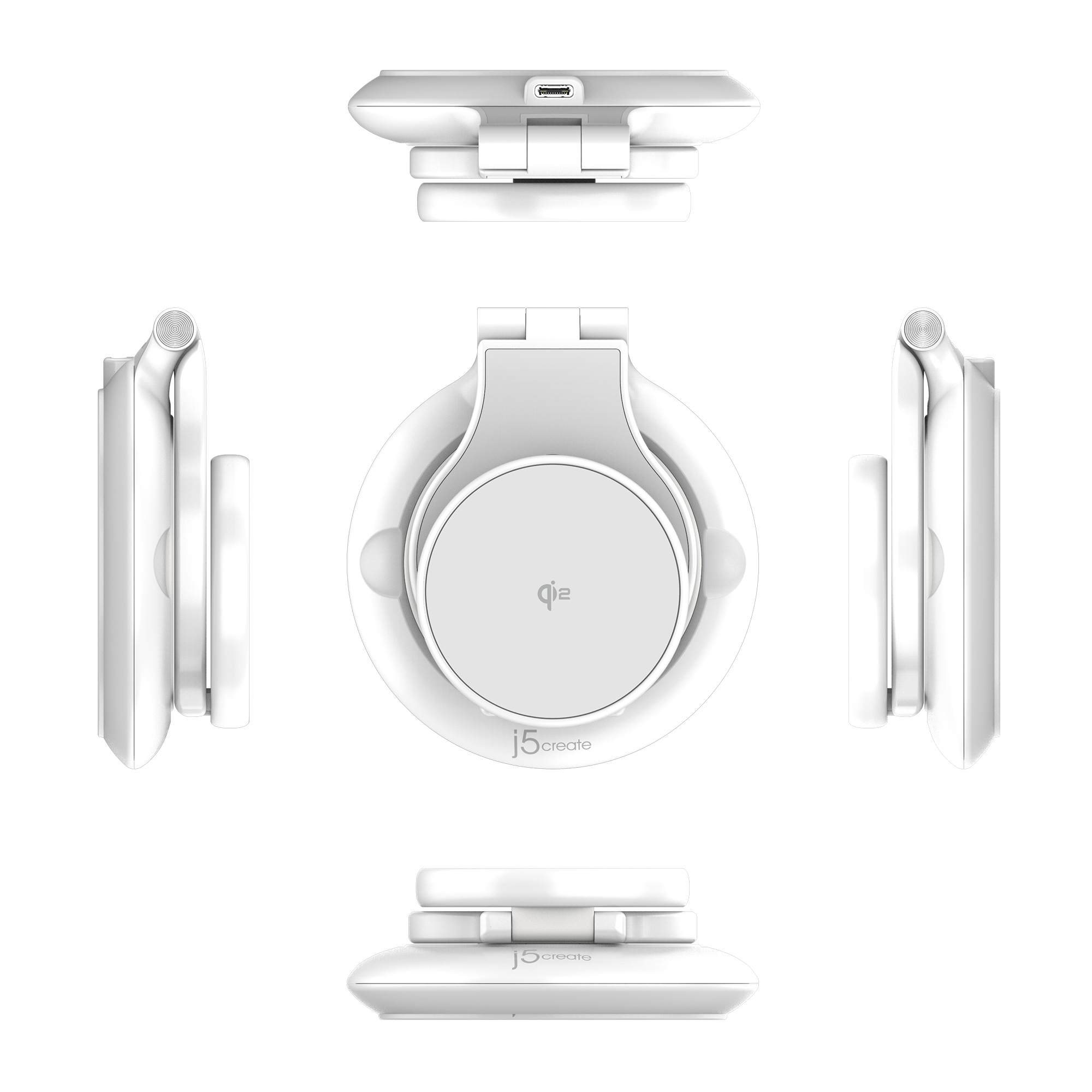 j5create JUPW3415-N cargador de dispositivo m�vil Reloj inteligente, Auriculares, Smartphone Blanco USB Cargador inal�mbrico Carga r�pida Interior