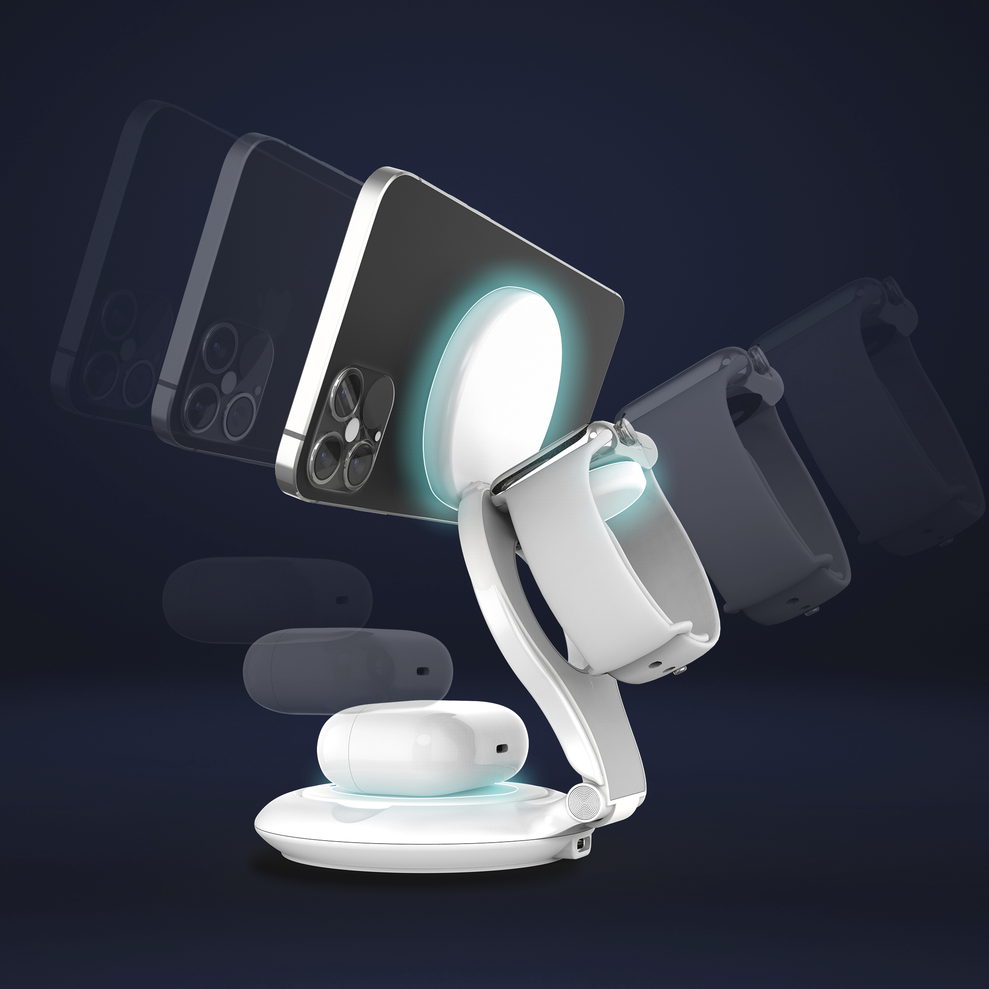 j5create JUPW3415-N cargador de dispositivo m�vil Reloj inteligente, Auriculares, Smartphone Blanco USB Cargador inal�mbrico Carga r�pida Interior