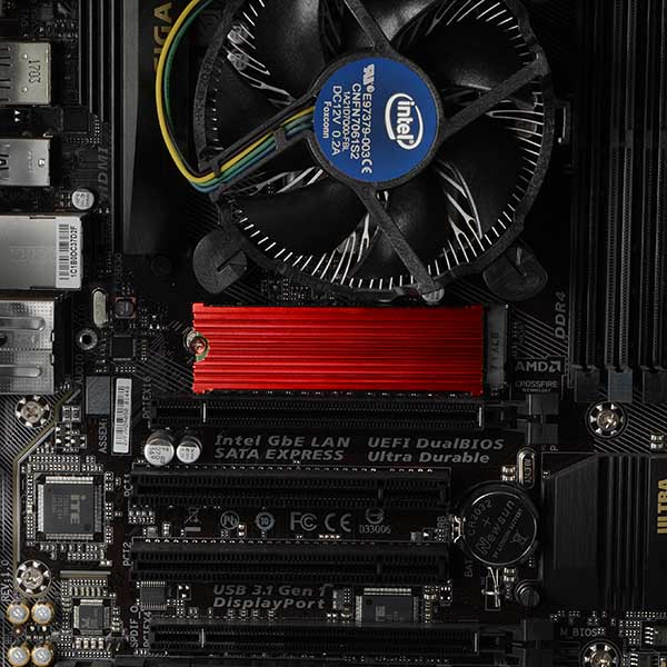 Axagon CLR-M2 syst�me de refroidissement d ordinateur M.2 NVMe SSD, Disque �lectronique Dissipateur thermique/Radiateur Noir, Rouge 1 pi�ce(s)